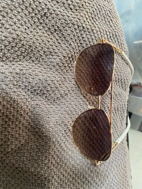 XOXO Gold Aviator Sunglasses with Brown Lenses and White Temples